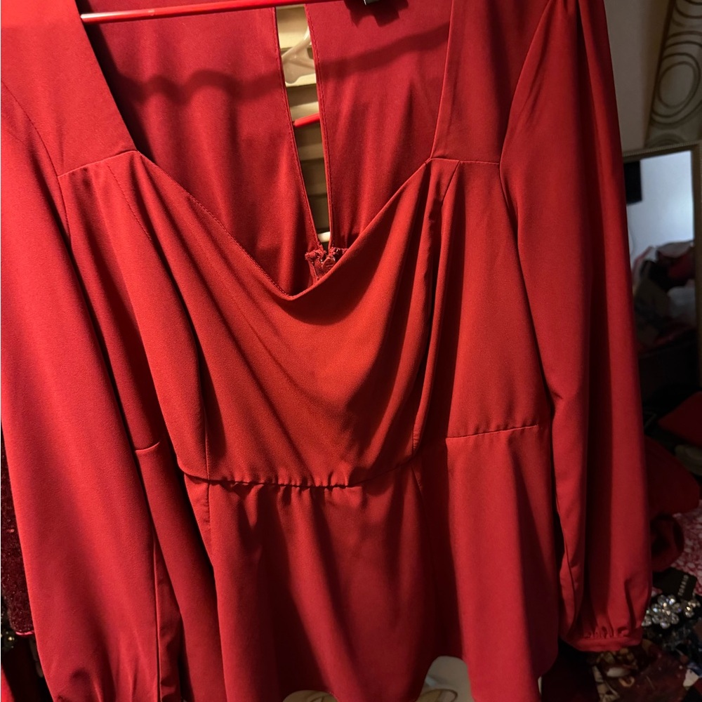 Long-Sleeve Red Women's Top